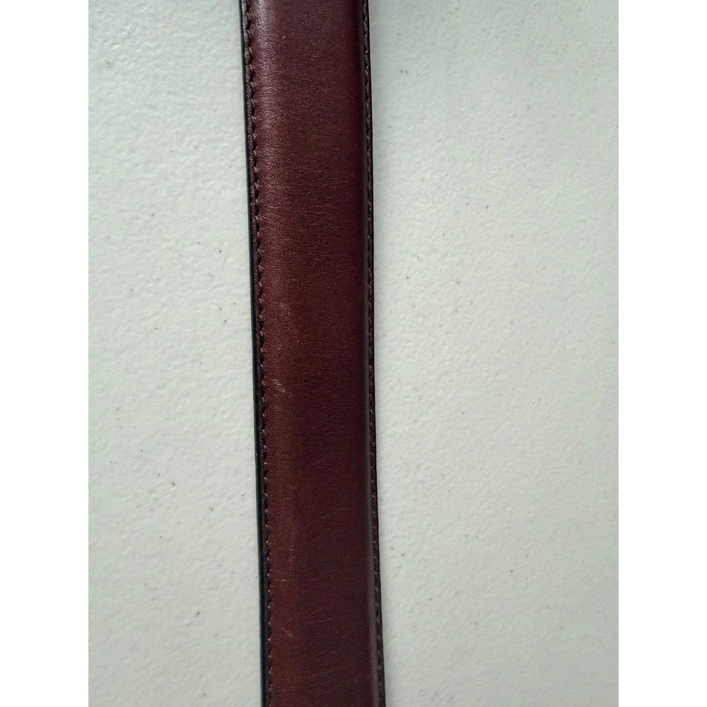 Polo Ralph Lauren Leather Belt 40 Brown Burgundy Brass Buckle Made in Italy